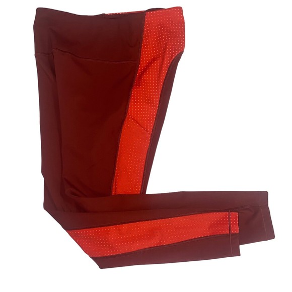 ATHLETA Ultimate Colorblock 7/8 Tight Legging Red Orange Perforated Size Small - Picture 3 of 10